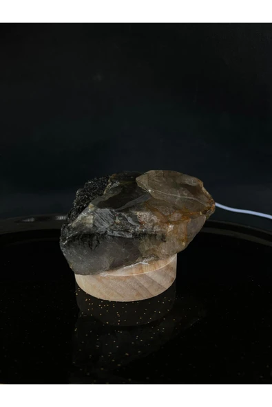 gemsartdeco Rutilli Kuvars Doğaltaş Alaca Taşı Ruhsal- Fiziksel Denge Lambası - Resim 2