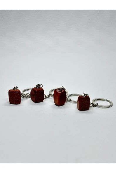 gemsartdeco AY TAŞI DOĞALTAŞ ANAHTARLIK CHARM KÜP - Resim 4