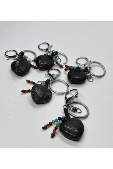 gemsartdeco LAV DOĞALTAŞ ANAHTARLIK CHARM KALP - Resim 3