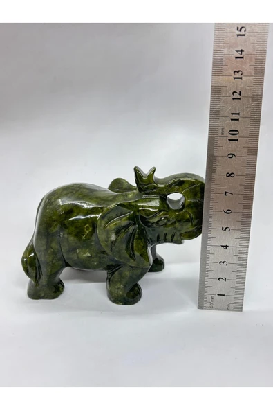 gemsartdeco YEŞİM TAŞI DOĞALTAŞ FİL FİGÜRÜ - Resim 5