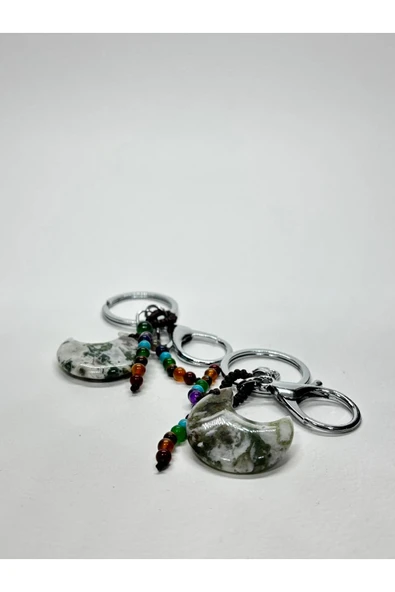 gemsartdeco YEŞİM TAŞI DOĞALTAŞ ANAHTARLIK CHARM HİLAL - Resim 2