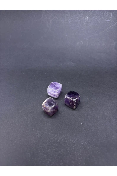 gemsartdeco 3 ADET KÜP AMETİST DOĞALTAŞ - Resim 5