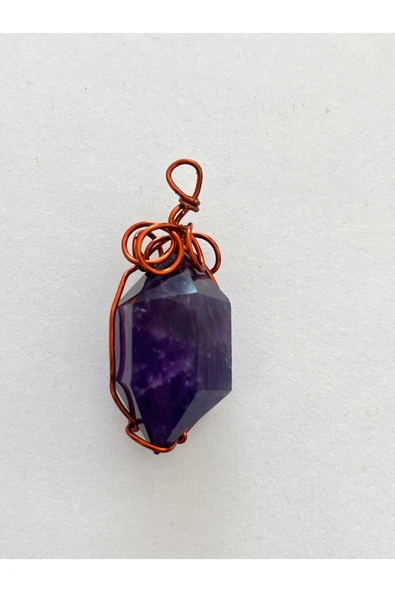 gemsartdeco Ametist Kolye Ucu Çift Kazık Uçlu - Resim 2