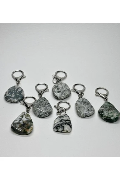 gemsartdeco YEŞİM TAŞI DOĞALTAŞ ANAHTARLIK CHARM DAMLA - Resim 3