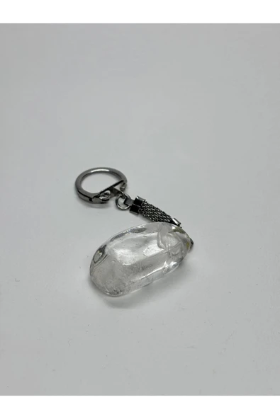 gemsartdeco KRİSTAL KUVARS DOĞALTAŞ ENERJİ YÜKSELTİCİ ANAHTARLIK CHARM PRİZMA - Resim 6