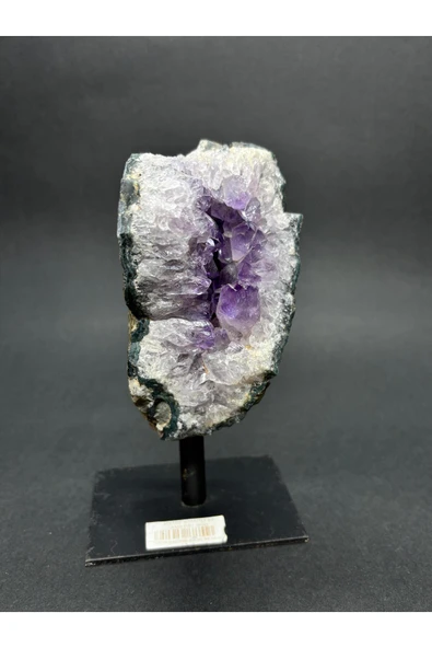 gemsartdeco BREZİLYA AMETİST DOĞALTAŞ SİYAH DEMİR STANTLI - Resim 3