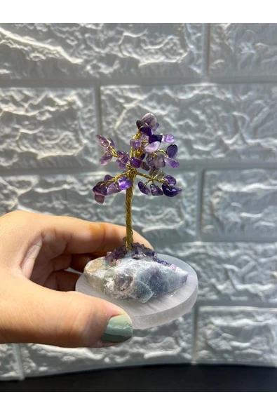 gemsartdeco Ametist Doğaltaş Mineral Ağaç Hediyelik Ürün - Resim 4