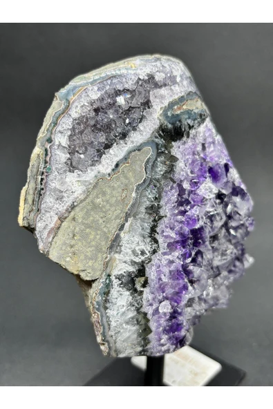 gemsartdeco BREZİLYA AMETİST DOĞALTAŞ SİYAH DEMİR STANTLI - Resim 6