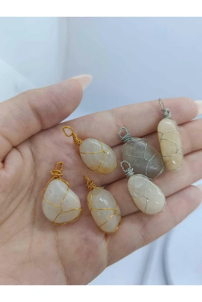 gemsartdeco Ay Taşı Kolye Ucu Doğaltaş Kütle - Resim 2