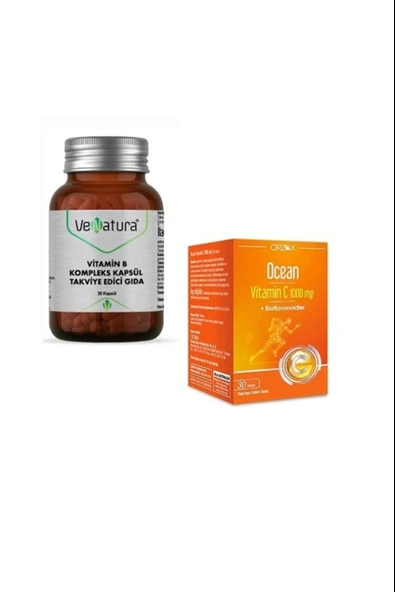Venatura Vitamin B Kompleks Kapsül Gıda 30 Kapsül + Vitamin C 1000 mg 30 Tablet ürün görseli