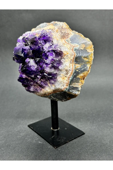 gemsartdeco BREZİLYA AMETİST DOĞALTAŞ SİYAH DEMİR STANTLI - Resim 4