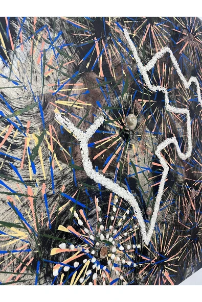 gemsartdeco Süt Kuvars ve  Kalsedon Doğaltaş Spritüel Şans Kodlamalı Akrilik Boya Tablo - Resim 5