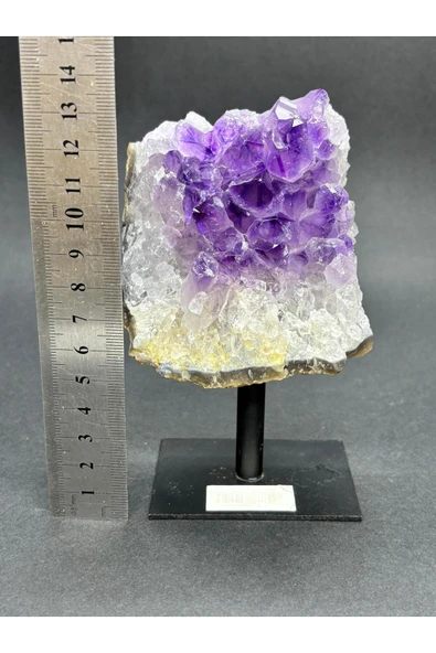 gemsartdeco BREZİLYA AMETİST DOĞALTAŞ SİYAH DEMİR STANTLI - Resim 6