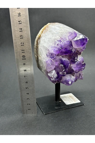 gemsartdeco BREZİLYA AMETİST DOĞALTAŞ SİYAH DEMİR STANTLI - Resim 5