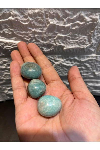 gemsartdeco AMAZONİT TAMBUR DOĞALTAŞ - Resim 3