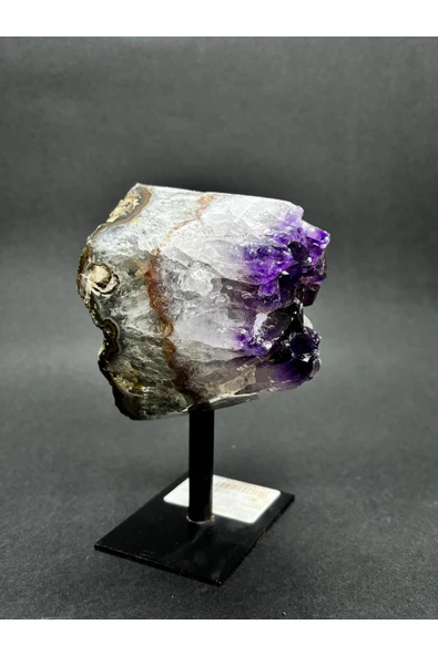 gemsartdeco BREZİLYA AMETİST DOĞALTAŞ SİYAH DEMİR STANTLI - Resim 5