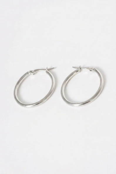 925 ayar gümüş küpe oval şekilli şarnel halka küpe SGTL13156RODAJ - Resim 3