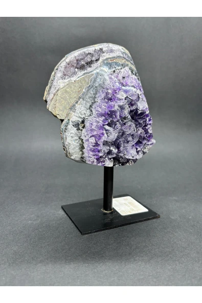 gemsartdeco BREZİLYA AMETİST DOĞALTAŞ SİYAH DEMİR STANTLI ürün görseli 1