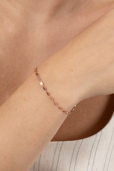 925 ayar gümüş halhal rose mekik pullu halhal SGTL13180ROSE - Resim 3