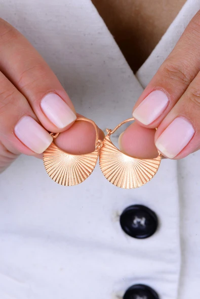 Gümüş rose yelpaze modeli rayna küpe SGTL12994ROSE - Resim 2