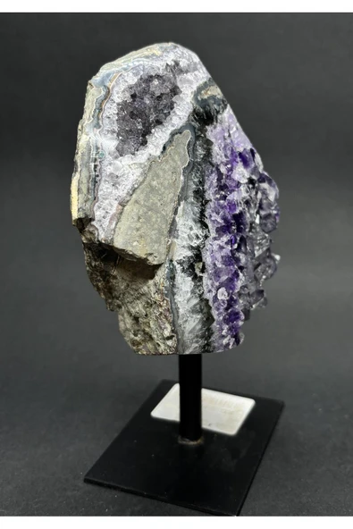 gemsartdeco BREZİLYA AMETİST DOĞALTAŞ SİYAH DEMİR STANTLI - Resim 5