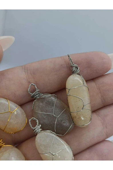 gemsartdeco Ay Taşı Kolye Ucu Doğaltaş Kütle - Resim 3