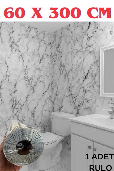 60cmx300cm Tek Parça Yapışkanlı Rulo Mermer Desenli Duvar Paneli Kağıdı Silinebilir TX-015-MAXİ ürün görseli 1