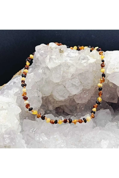 gemsartdeco Bebek Kehribar Kolye Doğaltaş Sağlık- Diş Çıkarma Dönemi - Resim 4