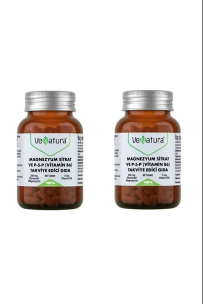 Venatura Magnezyum Sitrat Ve P-5-P (VİTAMİN B6) 60 Tablet 2 Adet ürün görseli