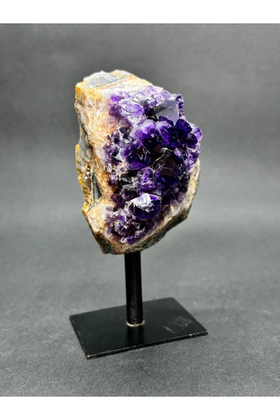 gemsartdeco BREZİLYA AMETİST DOĞALTAŞ SİYAH DEMİR STANTLI - Resim 2