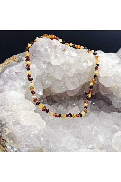 gemsartdeco Bebek Kehribar Kolye Doğaltaş Sağlık- Diş Çıkarma Dönemi - Resim 3