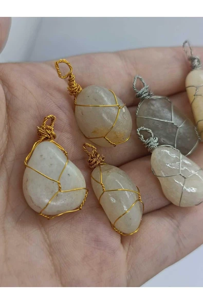 gemsartdeco Ay Taşı Kolye Ucu Doğaltaş Kütle - Resim 5