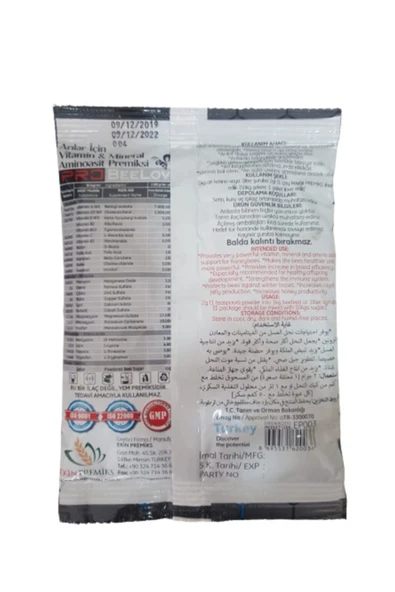 5 Adet Beelove Arılar Için Vitamin, Mineral, Aminoasit - Resim 2