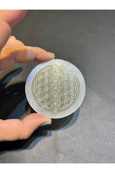 gemsartdeco Selenit Disk Özel Sembollü Doğaltaş Arındırıcı ürün görseli