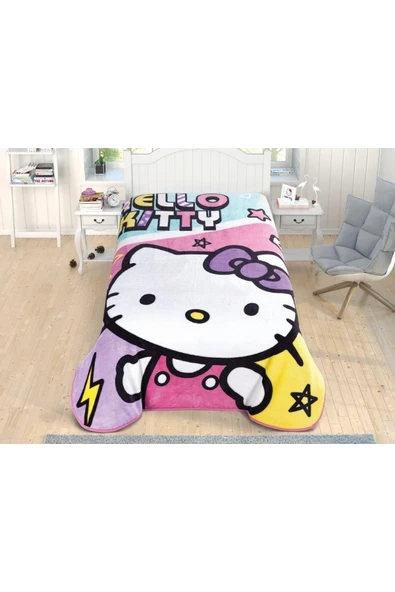 Taç Hello Kitty Colorful Lisanslı Yeni Sezon Tek Kişilik Battaniye ürün görseli