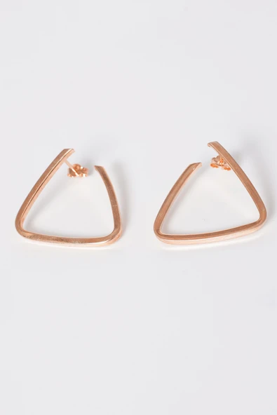 925 ayar gümüş küpe rose geometrik üçgen tasarım küpe SGTL13153ROSE - Resim 4