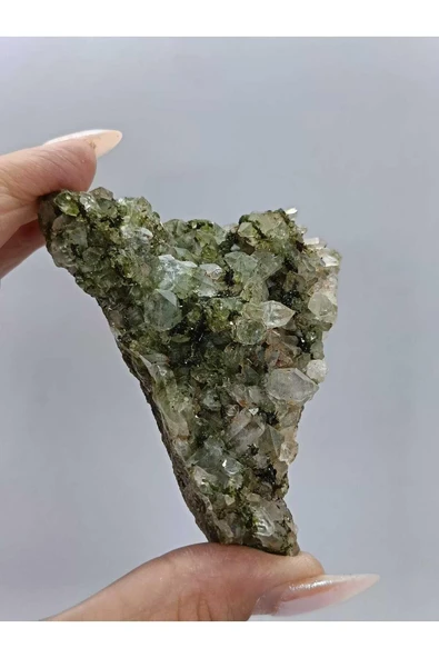 gemsartdeco Koleksiyonluk Epidotlu Yeşil Kuvars - Resim 2
