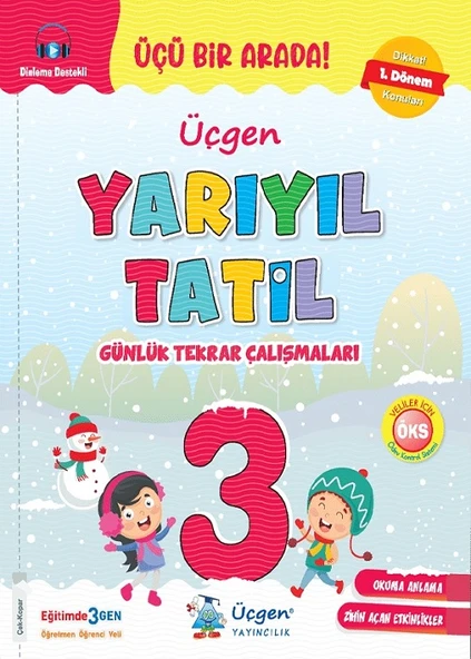 Üçgen 3.Sınıf Yarıyıl Tatil Kitabı (1.Dönem Konularını Kapsar)- Çözümlü Problem Kitabı Hediyeli - Resim 5