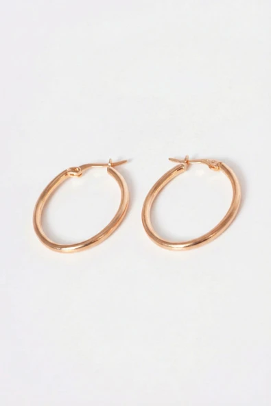 925 ayar gümüş küpe rose oval şekilli şarnel halka küpe SGTL13156ROSE - Resim 3