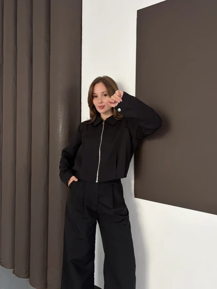 Trenç takım alt üst siyah ons - Resim 3