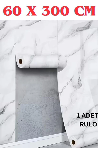 60cmx300cm Tek Parça Yapışkanlı Rulo Mermer Desenli Duvar Paneli Kağıdı Silinebilir CF-1060-ALYA ürün görseli 1