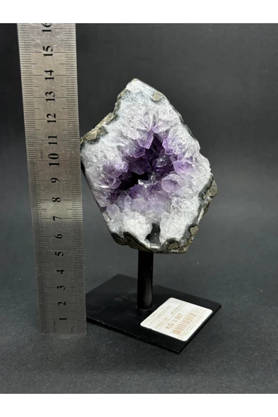 gemsartdeco BREZİLYA AMETİST DOĞALTAŞ SİYAH DEMİR STANTLI - Resim 6