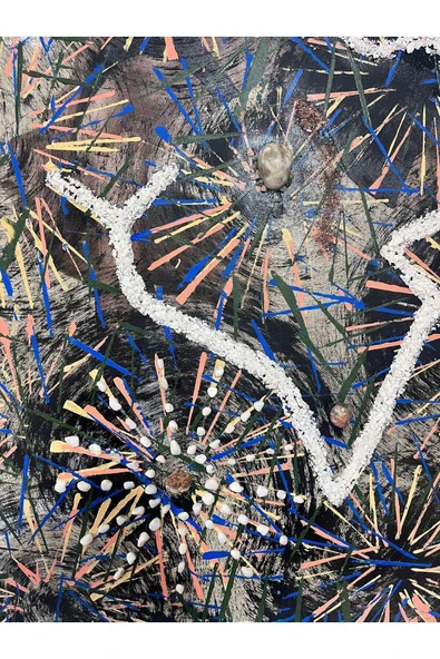 gemsartdeco Süt Kuvars ve  Kalsedon Doğaltaş Spritüel Şans Kodlamalı Akrilik Boya Tablo ürün görseli