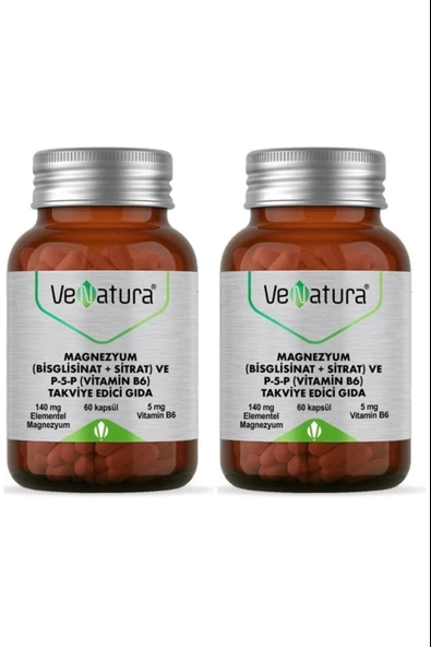 VeNatura Magnezyum Bisglisinat+Sitrat+P5P+B6 60 Kapsül 2 Adet ürün görseli