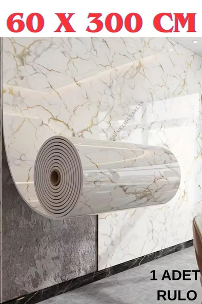 60cmx300cm Tek Parça Yapışkanlı Rulo Mermer Desenli Duvar Paneli Kağıdı Silinebilir LS-6010-BöTE ürün görseli 1