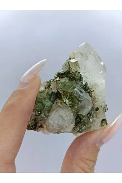 gemsartdeco Koleksiyonluk Epidotlu Yeşil Kuvars - Resim 2