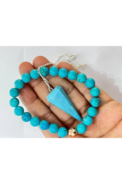 gemsartdeco Turkuaz Doğaltaş Bileklik & Pandül 2'li Set ürün görseli
