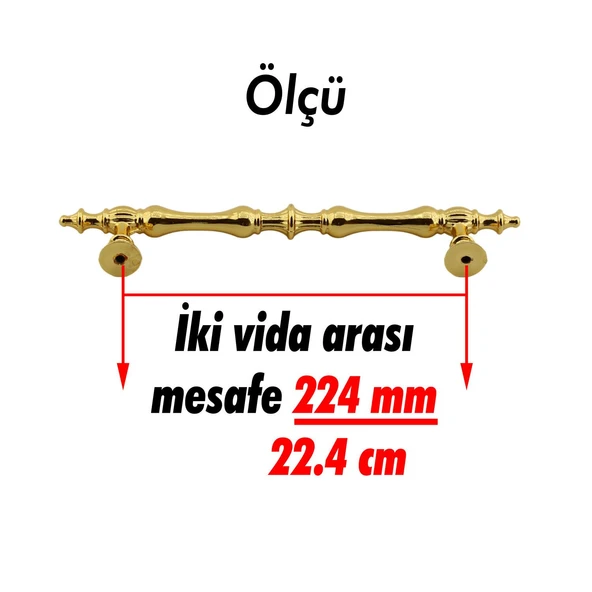 Mobilya Mutfak Dolabı Çekmece Dolap Kulpları Kapak Kulpu Kulbu Gold 224 mm Metal Kulp - Resim 2