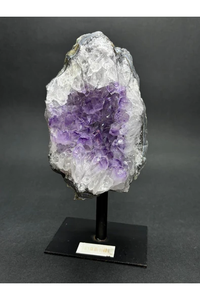 gemsartdeco BREZİLYA AMETİST DOĞALTAŞ SİYAH DEMİR STANTLI - Resim 2