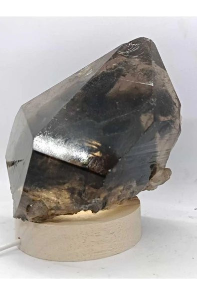 gemsartdeco Fosilli Kuvars  Doğaltaş Ham Kütle Lamba - Resim 3